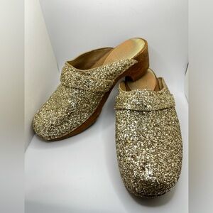 Bosabo French Clogs in Gold Sparkles Size 40